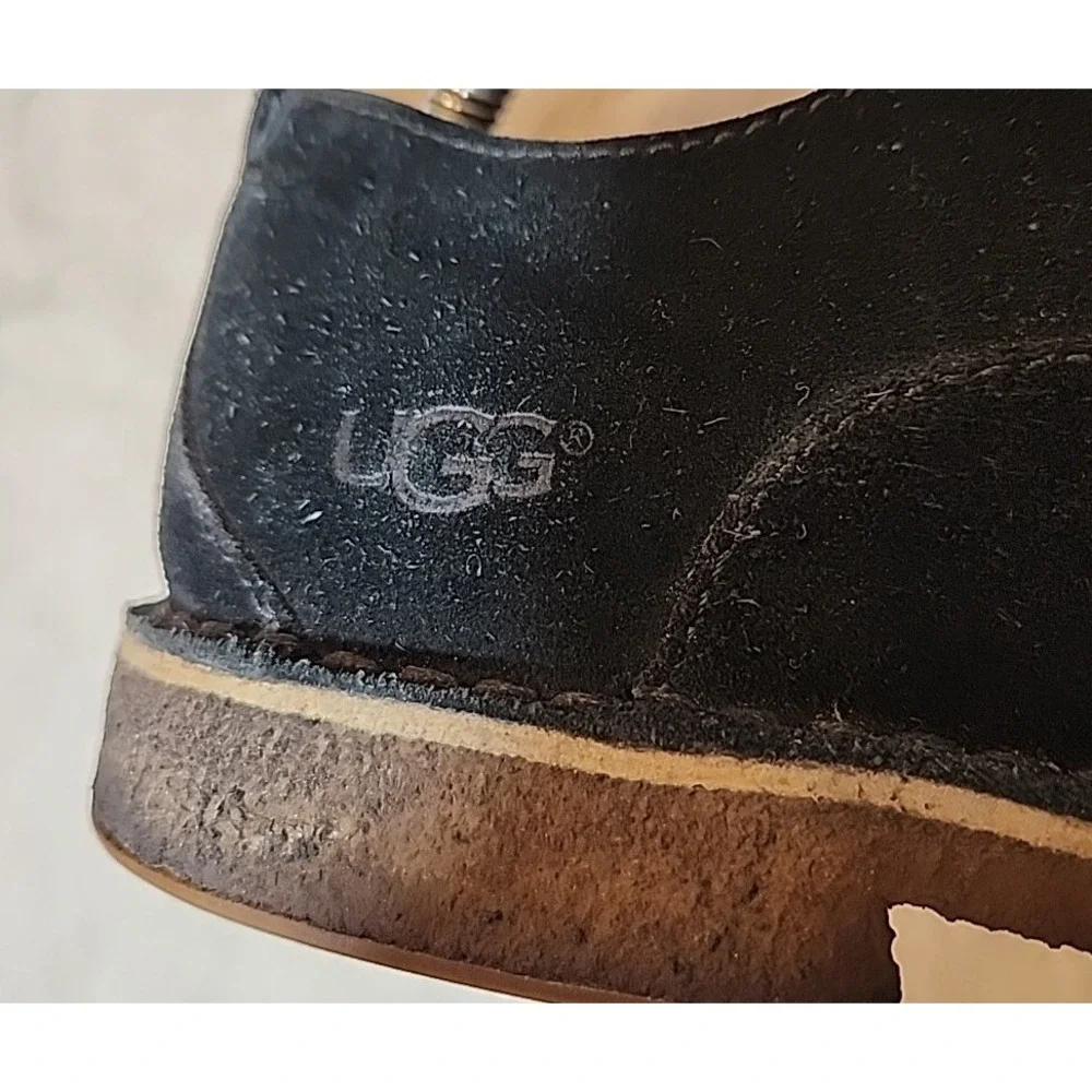 UGG Shoes Suede Oxford Comfort Sheepskin Lined Chaucer 3269 Lace Up Black Mens 9